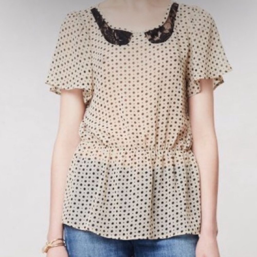 Anthropologie / B. Vintage Polka Dot Blouse